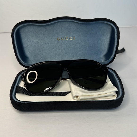 💯 - New - GUCCI GG0829SA 002 aviator sunglass black and ruthenium frame with… - Picture 14 of 16